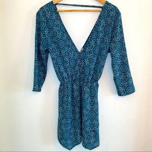 Charlotte Russe green printed open back dress